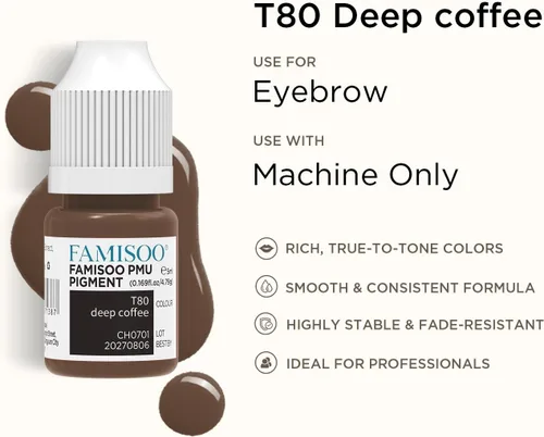 Miniatura 6 de Pigmentos PMU para cejas, 0.169 onzas/0.2 fl oz, tinta de tatuaje profesional para cejas de larga duración, tinta de microblading