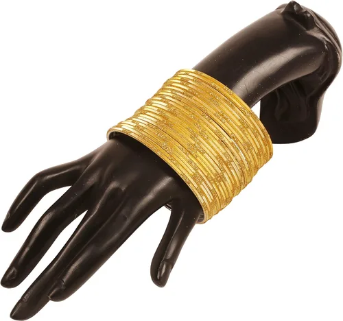 Miniatura 2 de Touchstone Colección de 2 docenas de pulseras de aleación de Bollywood indio con textura de metal texturizado, pulseras de joyería para mujer