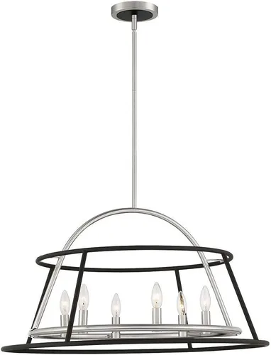 Miniatura 3 de Eurofase Campana - Lámpara de araña de 6 luces, acabado níquel satinado/negro