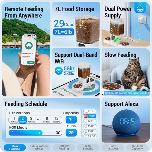 Miniatura 2 de Frienhund Comedero Automático para Gatos 2 Gatos con Alimentación Lenta: Comedero Automático Doble para Perros con WiFi 5G, Dispensador de Comida