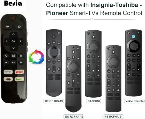 Miniatura 2 de BESIA Control remoto de repuesto de marca compatible con Insignia/Toshiba Fire Smart TV Control remoto (sin control de voz). Compatible con modelos