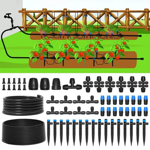 Miniatura 11 de Kit automático de riego por goteo para invernadero, patio y jardín - Sistema de riego de micro nebulización con boquillas ajustables, temporizador