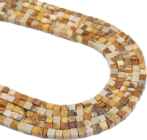 Miniatura 13 de BEADIA Cuentas espaciadoras de cubo de amazonita natural, cuentas de piedra cuadradas sueltas de 0.157 in para hacer joyas, 15.0 in/hebra