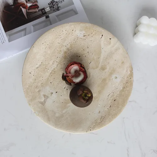 Miniatura 2 de Nawgnail Frutero de travertino hecho a mano para encimera de cocina de 10 pulgadas, cuenco decorativo grande para decoración del hogar, moderno
