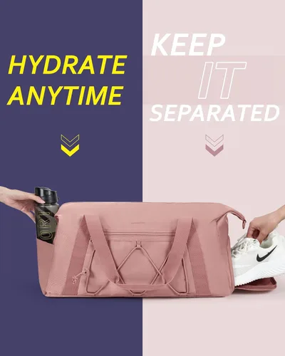 Miniatura 4 de BAGSMART Bolsa de gimnasio pequeña con compartimento para zapatos y bolsillo húmedo, bolsa de viaje deportiva ligera, para llevar el fin de semana