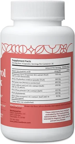 Miniatura 3 de Pattern Wellness Suplemento complejo de colesterol - Apoya el bienestar general - Probado en laboratorio de terceros - 90 cápsulas veganas Red