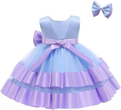 3M-6T Vestido de Concurso con Volantes de Encaje sin Espalda para Bebé Niña Vestido Tutú para Niña Pequeña Vestidos de Fiesta de Tul con Flores