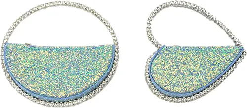 Miniatura 5 de Mini corazón forma redonda Rhinestone embrague bolso bolso marco diamante brillo lentejuelas brillantes bolso de noche boda fiesta