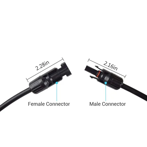 Miniatura 5 de Renogy Cable de extensión de panel solar con adaptador de cable impermeable de conector hembra y macho, 1.5 pies 12AWG, 1 pieza, negro