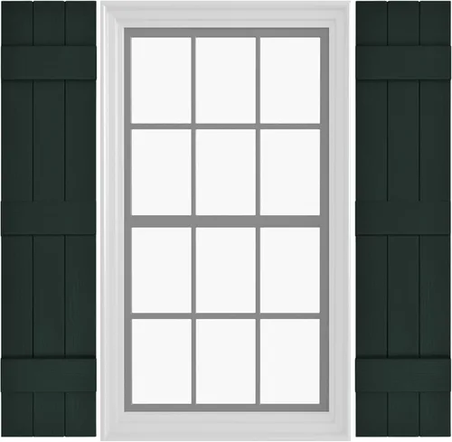 Miniatura 37 de Persianas de Vinilo Board & Batten (1 Par) 11"x31" (3-Tableros) - Negro Cosmos/Pintable Persianas Exteriores para Ventanas Incluye Herrajes