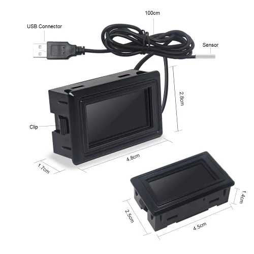 Miniatura 7 de KETOTEK Termómetro digital medidor de temperatura Fuente de alimentación USB con sonda de sensor para acuario, vehículo, carcasa de PC, incubadoras