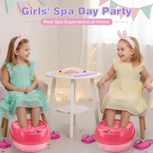 Miniatura 4 de Dreamon Juego de 25 piezas de spa de pies y uñas para niños, kit de día de spa para niños con bañera de masaje de luz arcoíris de tamaño medio