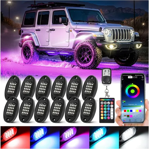 Miniatura 9 de 6 cápsulas de luces LED de aleación para UTV, ATV, carrito de golf, camioneta RZR todoterreno, kit de neón RGB multicolor impermeable actualizado