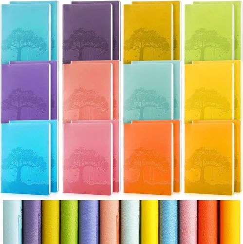 Miniatura 20 de TaoBary 12 diarios de piel sintética A5 a granel, coloridos diarios forrados con árboles, cuaderno de piel sintética suave, cuaderno de escritura a