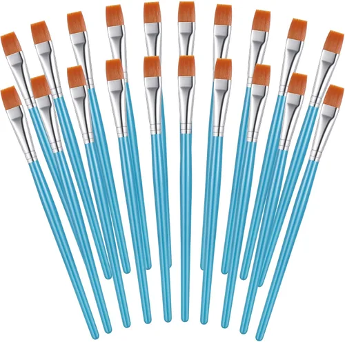 Zonon 20 pinceles planos de pintura acrílica, accesorios de manualidades, premios de aula, regalos pequeños, pinceles de pintura de acuarela, a Azul