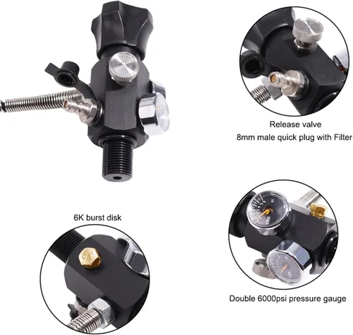 Miniatura 8 de TUXING tanque de buceo de fibra de carbono 4500Psi, 2L/122Cu en, cilindro compuesto 2000CC Negro