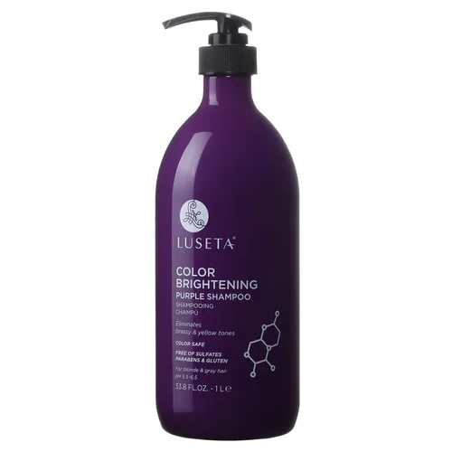Luseta - Champú morado iluminador de color para cabello rubio y gris, infundido con aceite de coco nucifera para ayudar a nutrir, hidratar y