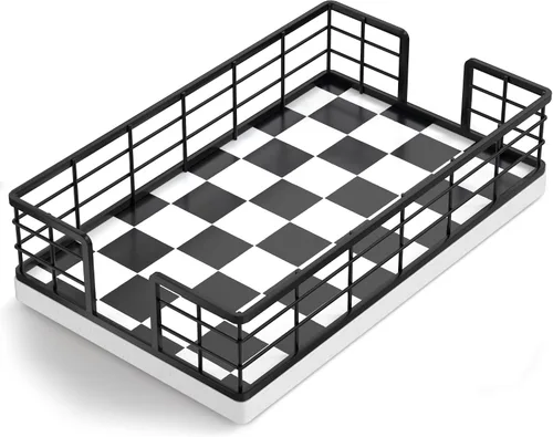 Miniatura 18 de Wican Bandeja para toallas de invitados para baño, servilletas de madera y hierro para tocador, mesa de comedor, cesta de madera para toallas
