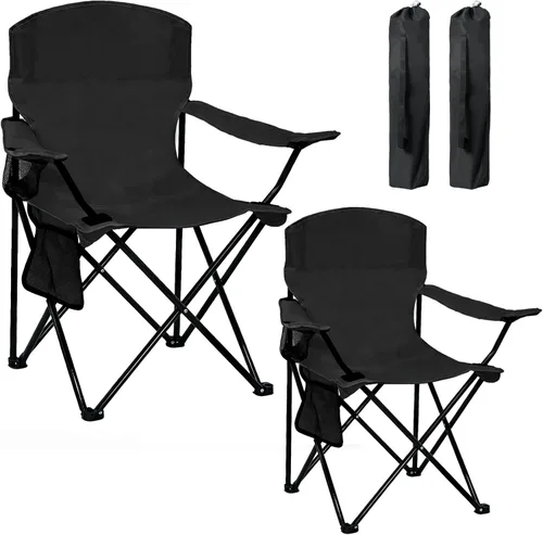Miniatura 11 de Silla de camping plegable con soporte para tazas, capacidad de 225 libras, silla plegable portátil con grandes pies anti-hundimiento, tela