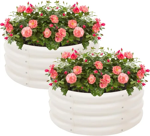 Miniatura 17 de Paquete de 2 camas de jardín elevadas galvanizadas de 2 x 1 pies, cama para macetas al aire libre, jardinera de metal para jardinería y plantación