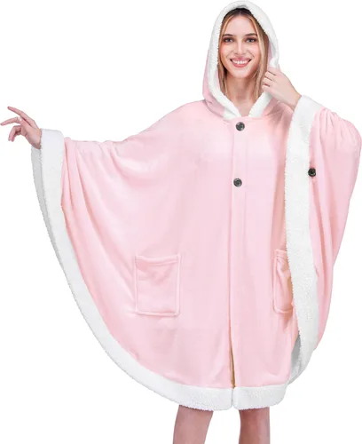 Miniatura 16 de PAVILIA Manta Vestible para Mujeres Adultas, Acogedora Manta Poncho Capa de Vellón de Felpa con Capucha, Chal Súper Suave, Manta Envolvente Angel