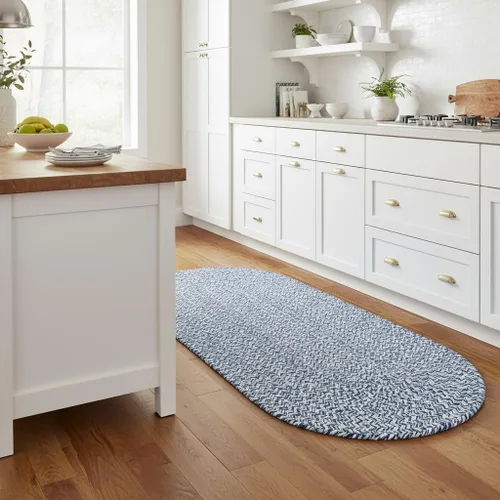 Miniatura 54 de Super Area Rugs Farmhouse - Alfombra trenzada de algodón reversible para cocina, gris y blanco, 4 x 6 pies, ovalada