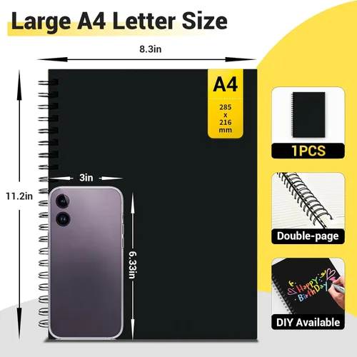 Miniatura 2 de EUSOAR Cuadernos para el trabajo, 1 paquete A4 de 8.3 x 11.2 pulgadas, tapa dura, rayado en espiral con renglones universitarios, 240 páginas