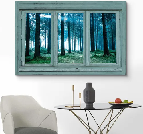 Miniatura 2 de Cuadro decorativo con diseño de ventana moderna blanca con vista, de la marca Wall26®