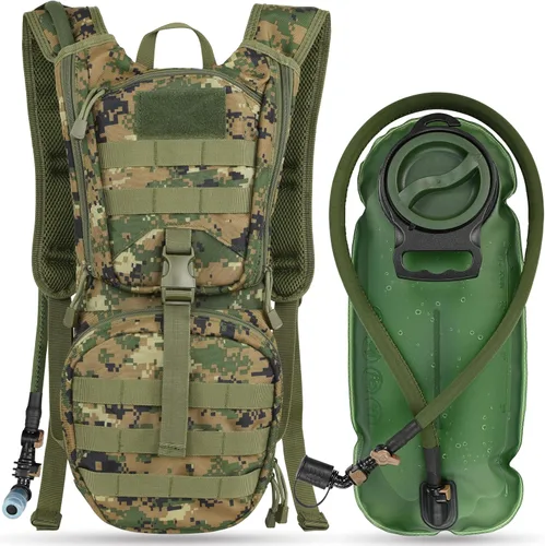 Miniatura 12 de MARCHWAY Mochila táctica de hidratación Molle con bolsa de agua de TPU de 3 litros, mochila militar para ciclismo, senderismo, correr, escalada