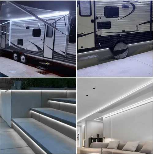 Miniatura 5 de QVEVDACAR Tiras de luces para toldo de caravana, kit de luces LED de 12V y 16.4 pies para iluminación inferior de RV, tira de luces para toldo