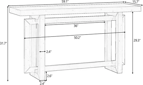 Miniatura 2 de Console Table for Entryway, 59" Wood Sofa Table with Solid Wood Legs, Modern Entryway Table with Geometric Design for Living Room, Hallway