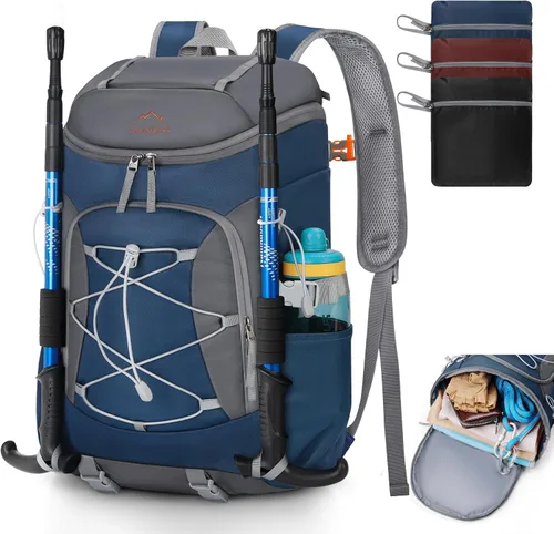 Miniatura 10 de RAINSMORE Mochila de senderismo plegable para mujeres y hombres, mochila de camping plegable de 40 litros, impermeable, bolsa de senderismo ligera
