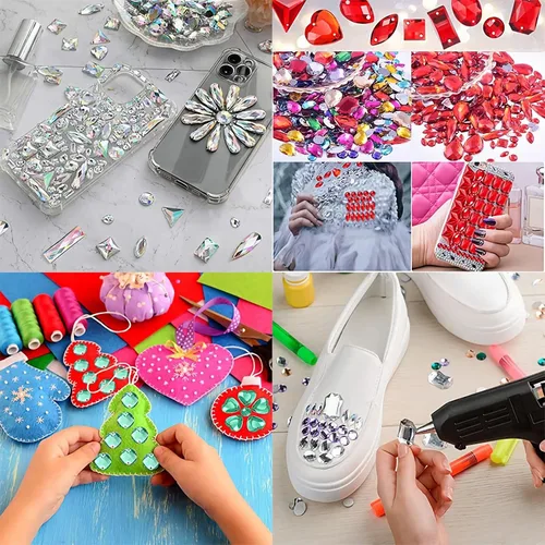 Miniatura 2 de 230 piezas de diamantes de imitación de forma mixta, piedras acrílicas con parte trasera plana, piedras de diamante para manualidades, manualidades