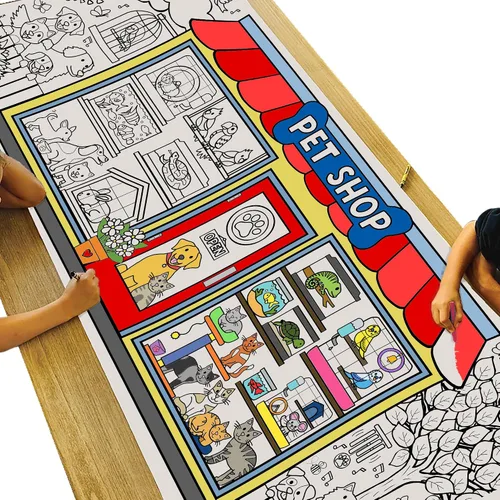 Miniatura 12 de Tiny Expressions Mantel para colorear de helado para niños, enrollado, sin arrugas, 30 x 72 pulgadas, póster grande para colorear para fiestas