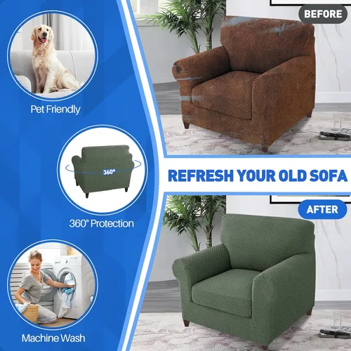 Miniatura 4 de MAXIJIN funda para sofá de 4 piezas, para sofás de 3 plazas, muy elástica, no se desliza, para perros, para mascotas, protector elástico de muebles