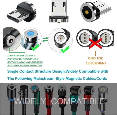 Miniatura 2 de Serie de carga magnética (micropuntas) 10 piezas, solo puntas micro USB sin cables USB, compatible con MicroAndriod SmartSeries.
