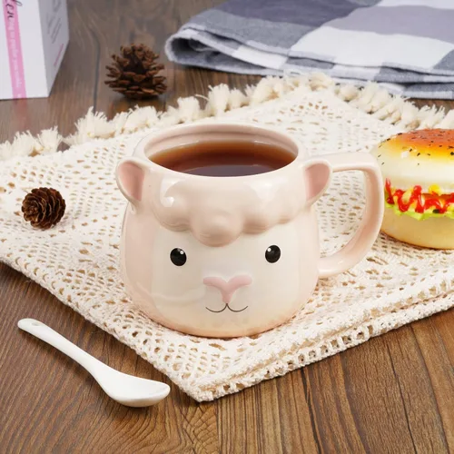 Miniatura 5 de Taza de Café de Cerámica ToCooTo de 14 oz con Diseño de Llama, Taza de Café 3D de Porcelana para Té, Taza de Noveldad para Mujeres, Regalos