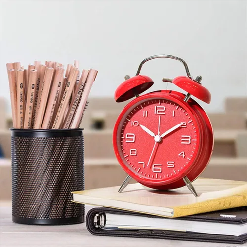 Miniatura 6 de TXY Reloj despertador clásico de doble campana para dormitorio con esfera estereoscópica, carcasa esmerilada, luz de fondo, tono de llamada mecánico