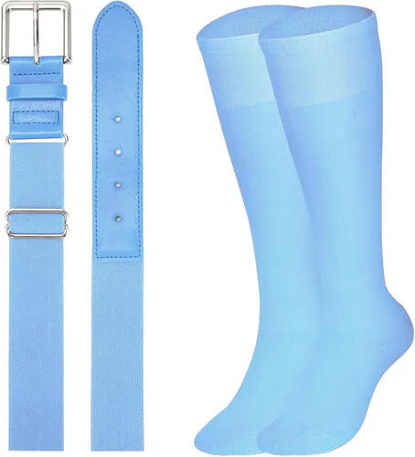 XZQTIVE Conjunto combinado de calcetines de béisbol y softbol y cinturón de béisbol y sóftbol, calcetines de fútbol hasta la rodilla para niños,