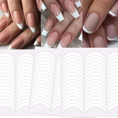 2880 piezas de puntas francesas, plantillas de uñas, diseño de uñas en forma de luna, calcomanías autoadhesivas para uñas francesas, tiras de