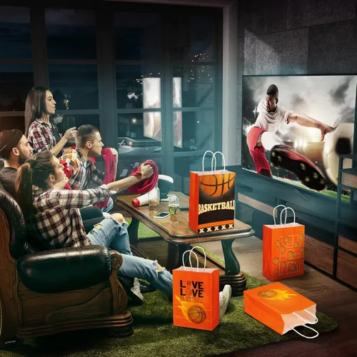 Miniatura 5 de Outus 24 piezas de bolsas de regalo de baloncesto, bolsas de regalo de fiesta de baloncesto, bolsas de golosinas y caramelos de baloncesto, bolsas
