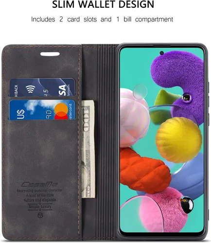Miniatura 3 de Funda tipo cartera para Samsung Galaxy A51 4G, con soporte magnético, funda protectora de cuero estilo libro, duradera, a prueba de golpes
