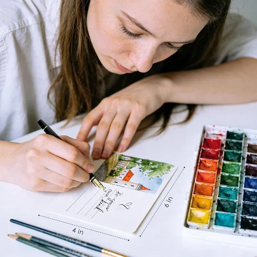 Miniatura 5 de KOVIEDE 50 hojas de postales de acuarela de 4 x 6, 140 libras/10.58 oz/m², 100% algodón, tarjetas de papel de color de agua, suministros de arte
