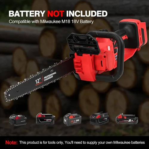 Miniatura 4 de Motosierra eléctrica sin escobillas de 12 pulgadas, herramienta inalámbrica solo para batería Milwaukee M18 de 18 V con engrasador automático
