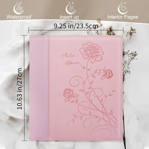 Miniatura 2 de Álbum de fotos de 8x10 con páginas transparentes y bolsillos, cubierta de piel, deslizable, para 50 fotos verticales de 8x10, libro de fotos