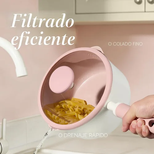 Miniatura 3 de CAROTE Juego de utensilios de cocina de cerámica antiadherente, 15 piezas de ollas y sartenes antiadherentes, no tóxicos, lavavajillas, juego de Rosa