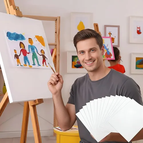 Miniatura 5 de TecUnite 60 hojas de papel de acuarela, arte a granel, blanco prensado en frío, papel de pintura para dibujo de acuarelista artista