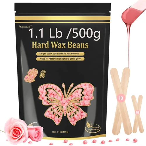 Cuentas de cera de 1.1 libras, cuentas de cera dura para depilación gruesa y piel sensible, funciona en bikini brasileño, axilas, piernas, cara,