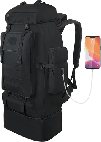 Miniatura 9 de Mochila de senderismo, mochila grande de 100L para acampar, mochila MOLLE impermeable y expandible, mochila táctica militar para deportes al aire