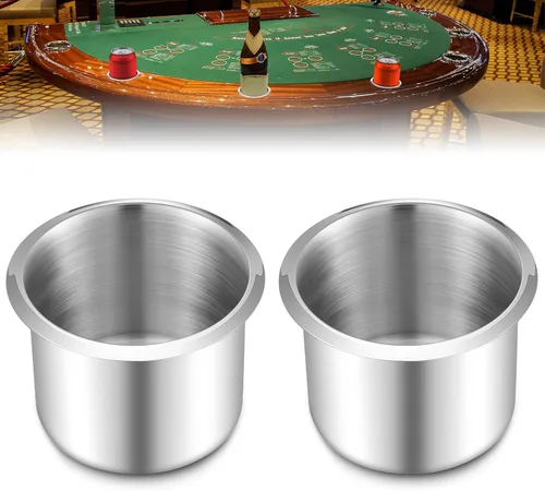 Tessco for you 2 piezas de soporte de vaso de mesa de acero inoxidable para tazas de bebidas, accesorios de mesa de metal para mesa de casino,